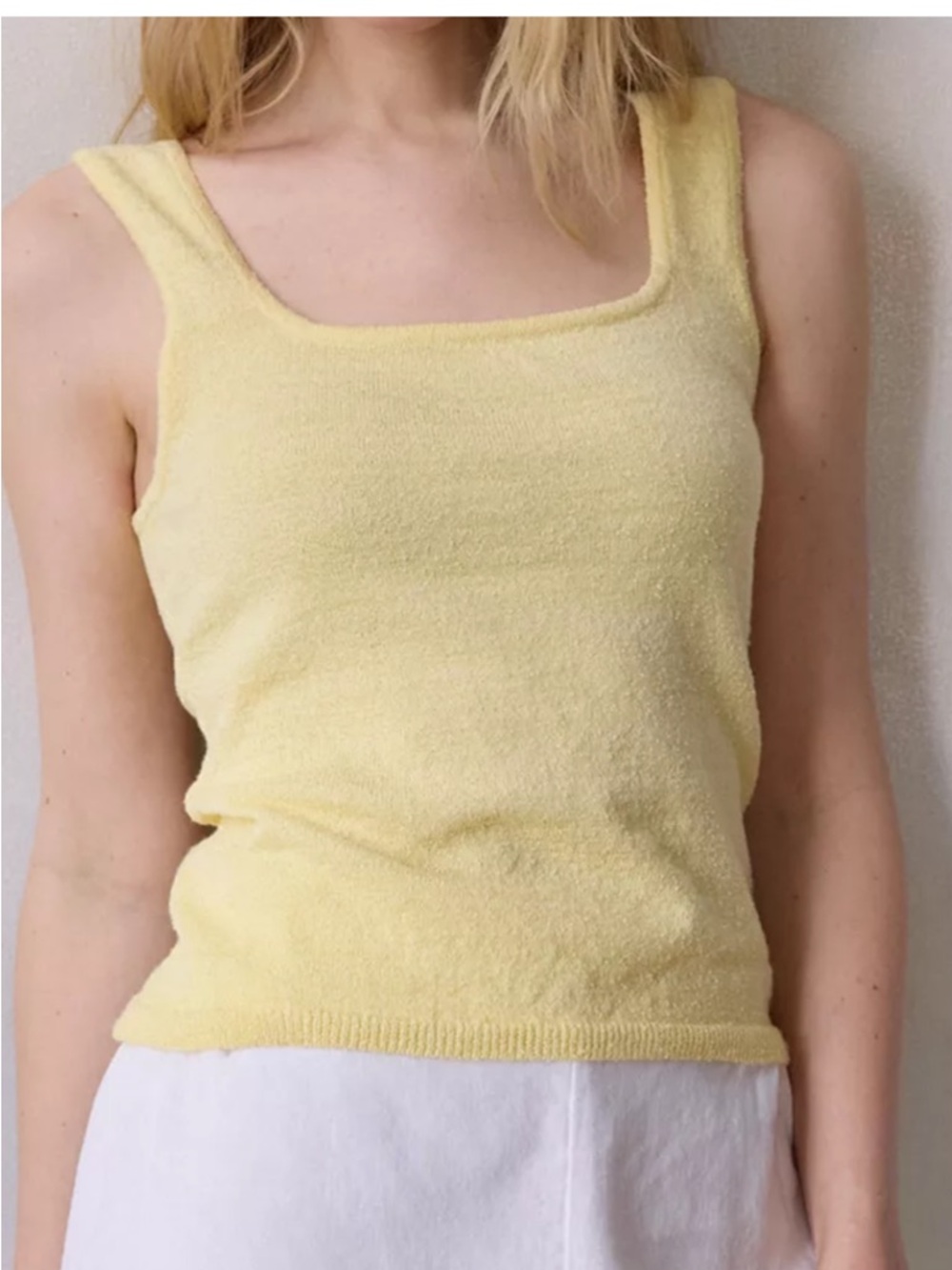 LC Lauren Conrad Pastel Yellow Square-Neck Tank Top